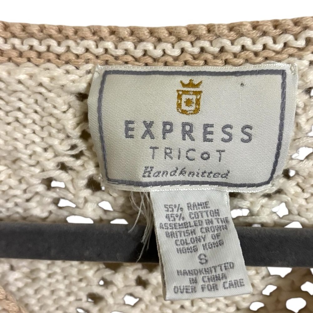 Vintage Express Tricot Handknitted Cream Sweater Small - Picture 2 of 6